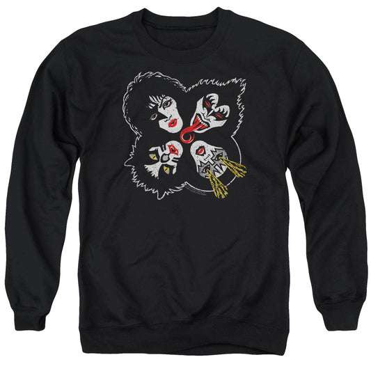 KISS Rock and Roll Heads Mens Crewneck Sweatshirt Black