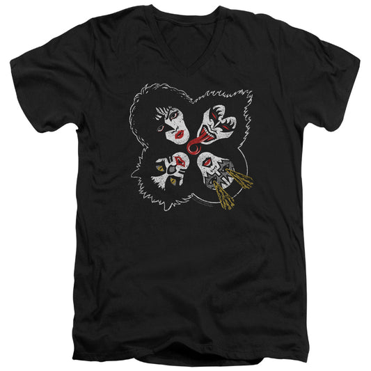 KISS Rock and Roll Heads Mens Slim Fit V-Neck T Shirt Black