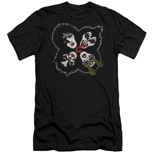 KISS Rock and Roll Heads Slim Fit Mens T Shirt Black