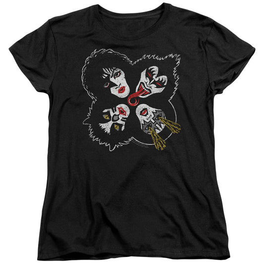 KISS Rock and Roll Heads Womens T Shirt Black