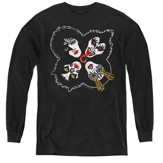 KISS Rock and Roll Heads Long Sleeve Kids Youth T Shirt Black