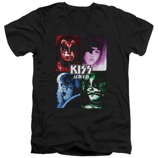 KISS Alive II Mens Slim Fit V-Neck T Shirt Black