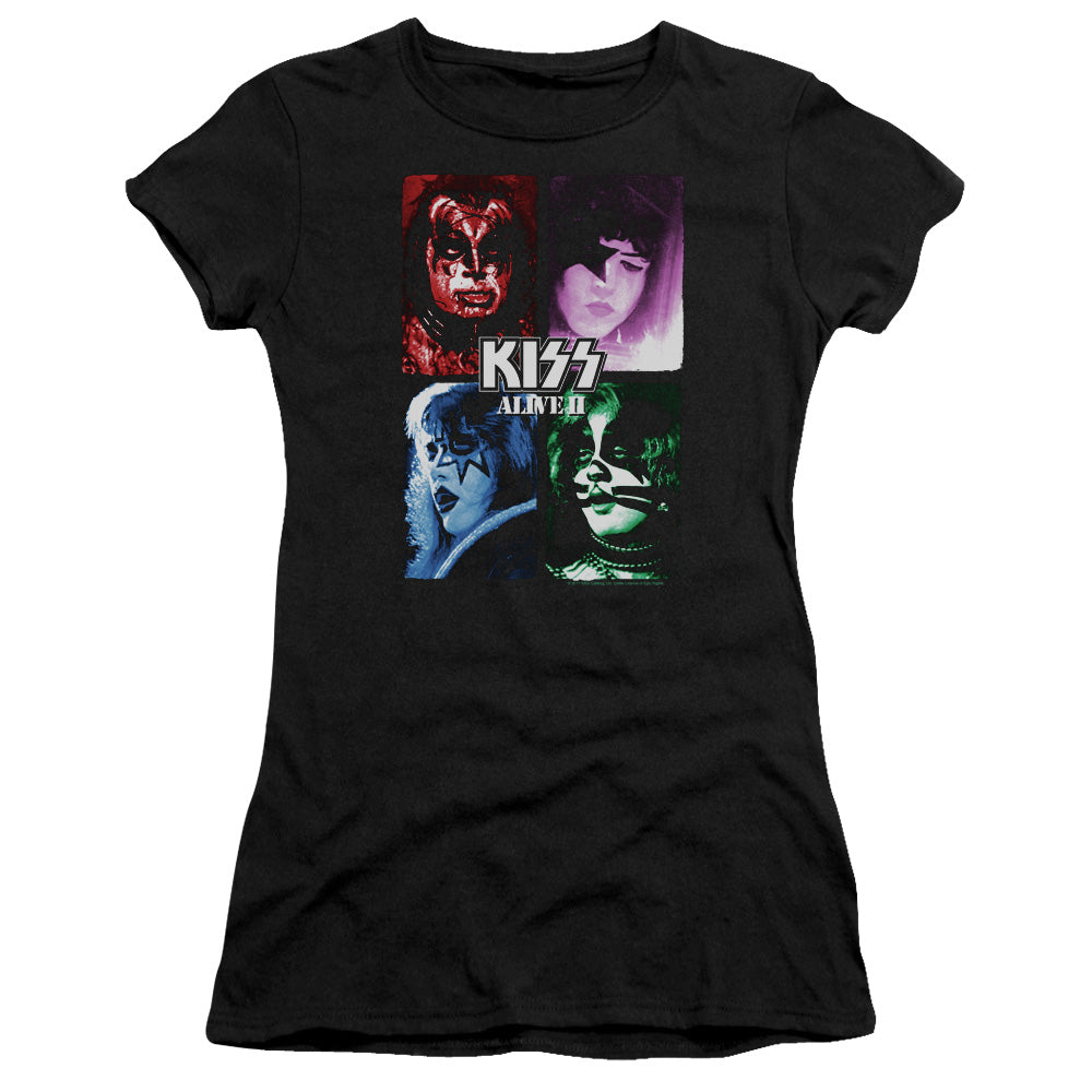 KISS Alive II Junior Sheer Cap Sleeve Womens T Shirt Black