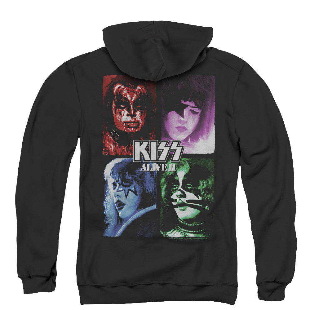 KISS Alive II Back Print Zipper Mens Hoodie Black