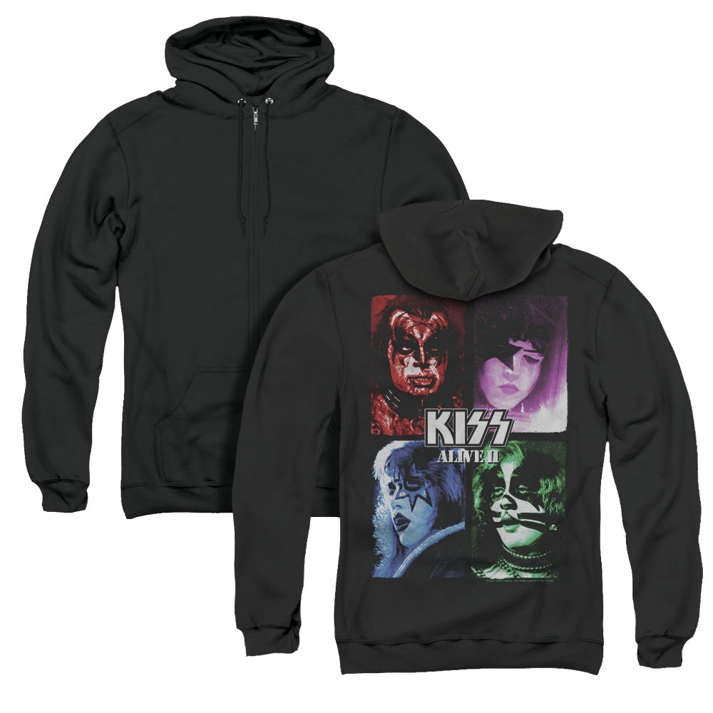 KISS Alive II Back Print Zipper Mens Hoodie Black