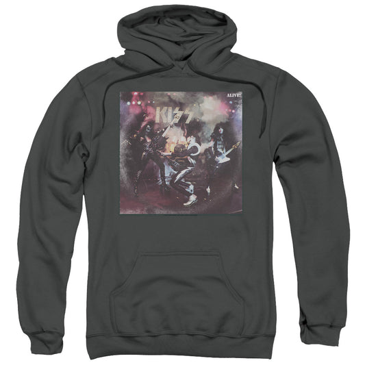 KISS Alive! Mens Hoodie Charcoal