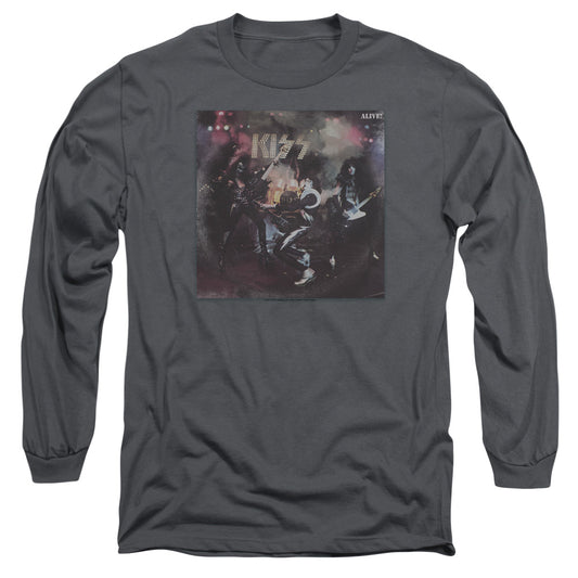 KISS Alive! Mens Long Sleeve Shirt Charcoal