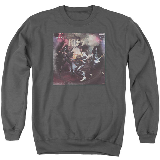 KISS Alive! Mens Crewneck Sweatshirt Charcoal