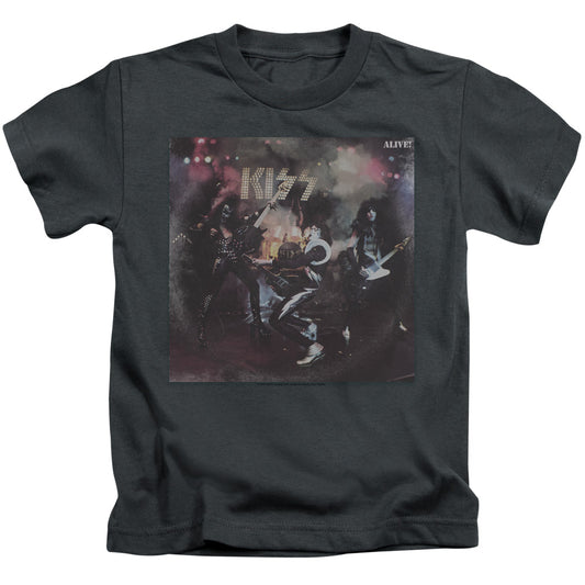 KISS Alive! Juvenile Kids Youth T Shirt Charcoal