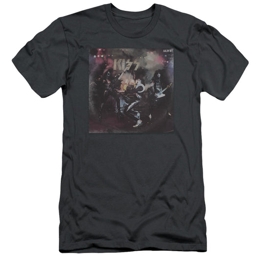 KISS Alive! Slim Fit Mens T Shirt Charcoal