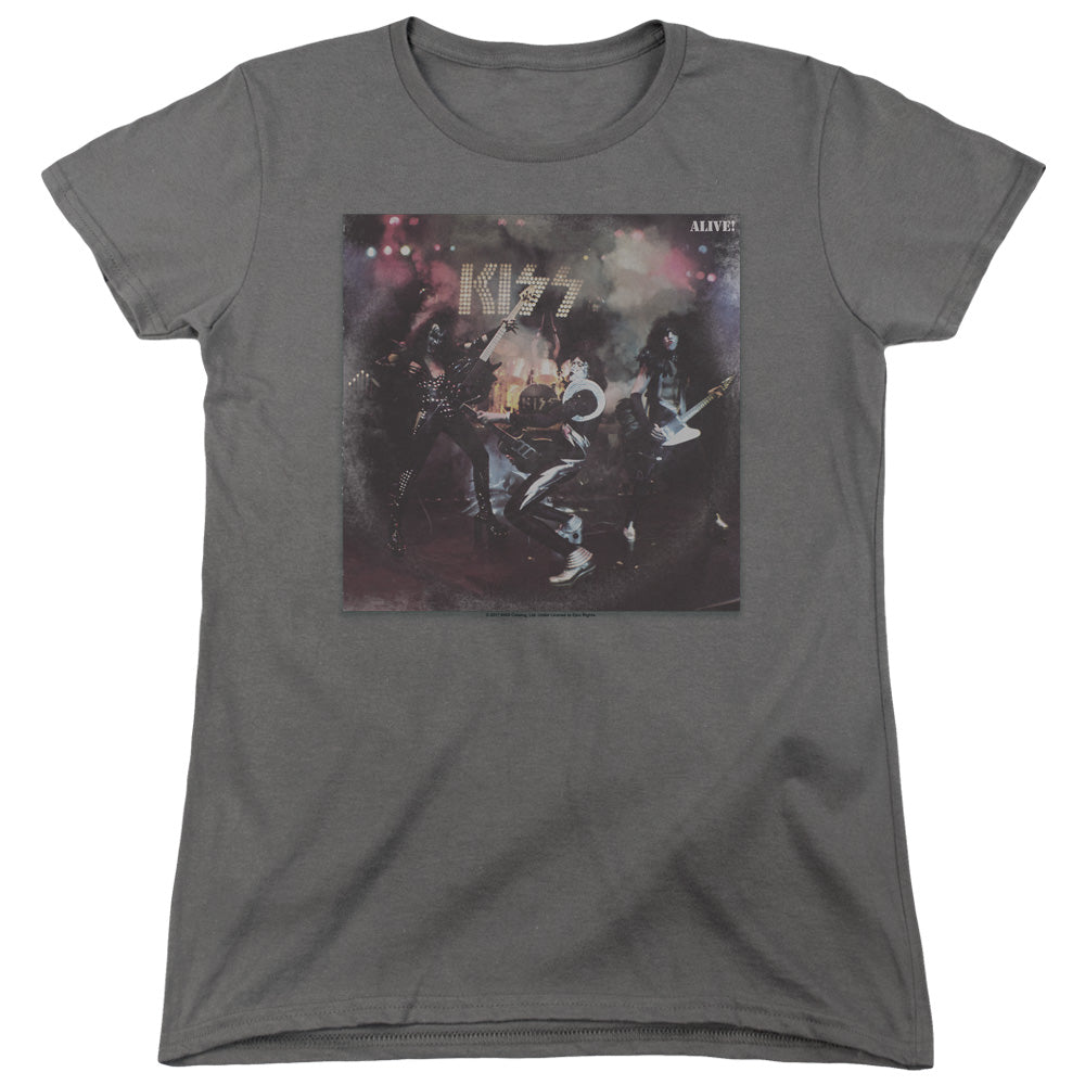 KISS Alive! Womens T Shirt Charcoal