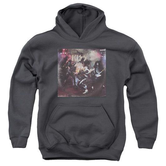 KISS Alive! Kids Youth Hoodie Charcoal