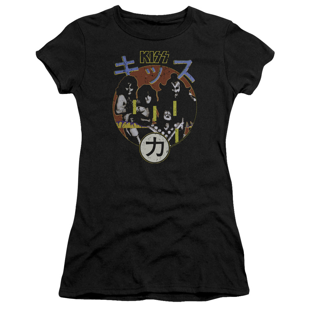 KISS Hotter Cover Junior Sheer Cap Sleeve Womens T Shirt Black