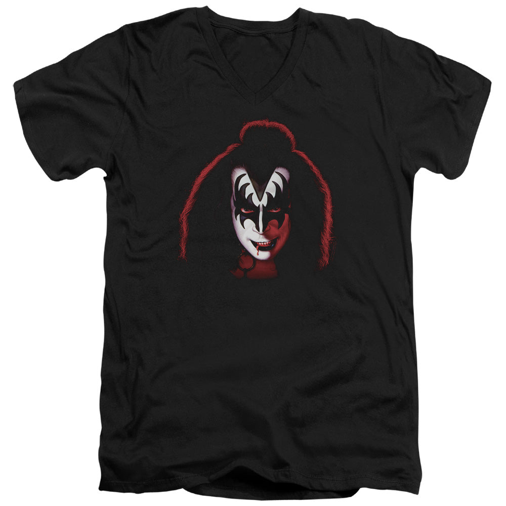 KISS Gene Simmons Cover Mens Slim Fit V-Neck T Shirt Black