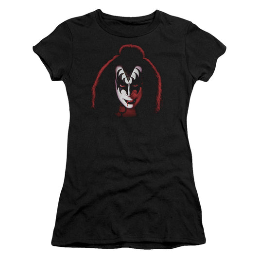 KISS Gene Simmons Cover Junior Sheer Cap Sleeve Womens T Shirt Black