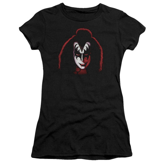 KISS Gene Simmons Cover Junior Sheer Cap Sleeve Premium Bella Canvas Womens T Shirt Black