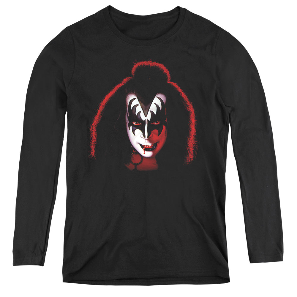 KISS Gene Simmons Cover Womens Long Sleeve Shirt Black