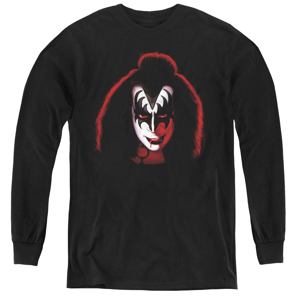 KISS Gene Simmons Cover Long Sleeve Kids Youth T Shirt Black