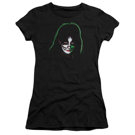 KISS Peter Criss Cover Junior Sheer Cap Sleeve Premium Bella Canvas Womens T Shirt Black