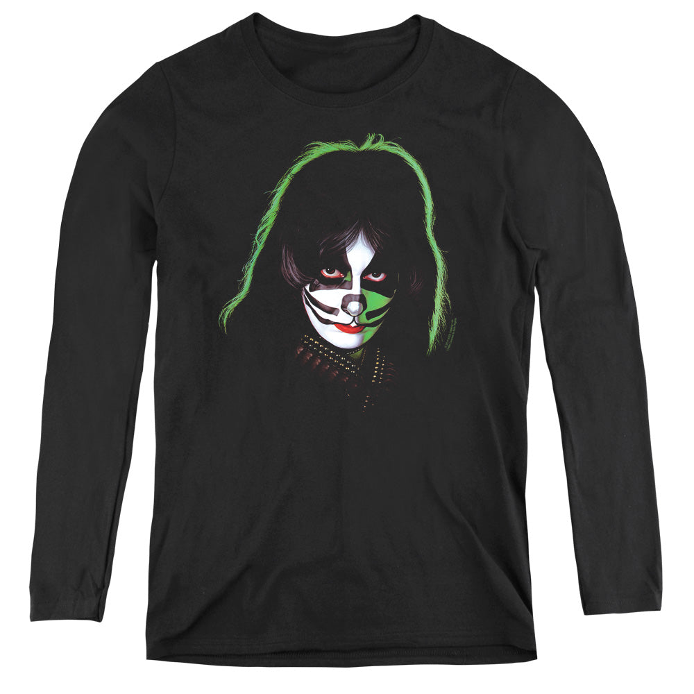 KISS Peter Criss Cover Womens Long Sleeve Shirt Black