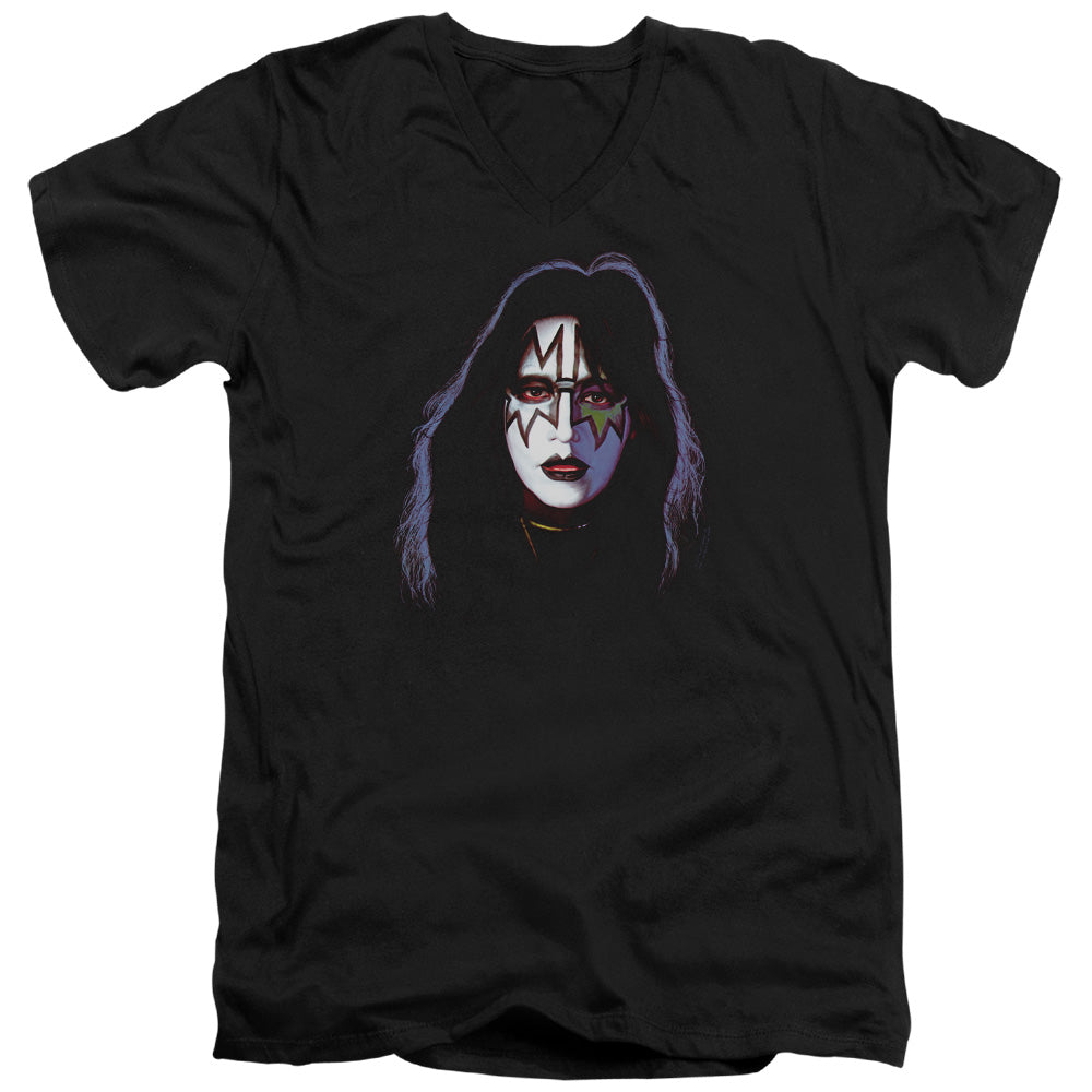 KISS Ace Frehley Cover Mens Slim Fit V-Neck T Shirt Black