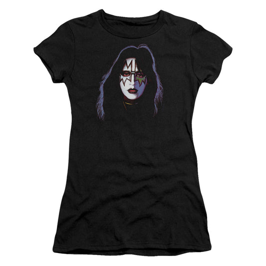 KISS Ace Frehley Cover Junior Sheer Cap Sleeve Womens T Shirt Black