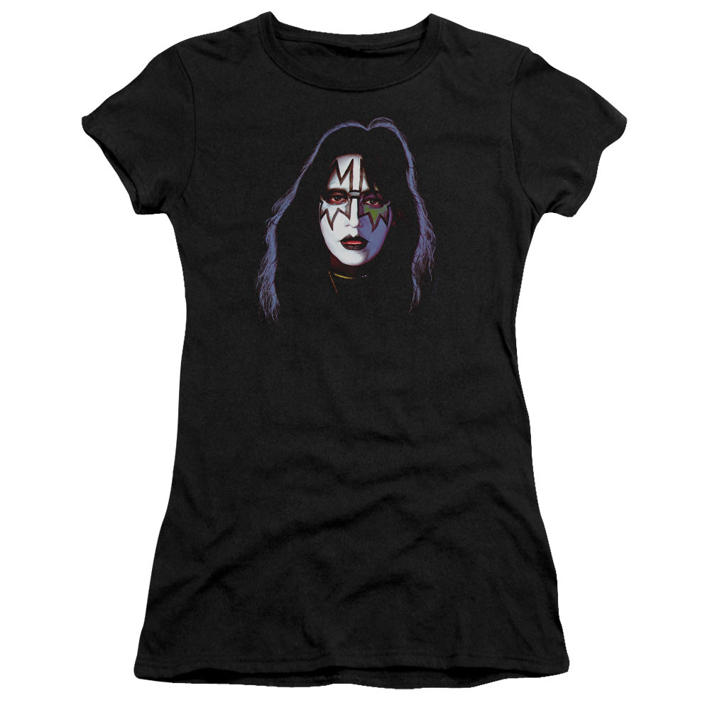 KISS Ace Frehley Cover Junior Sheer Cap Sleeve Premium Bella Canvas Womens T Shirt Black