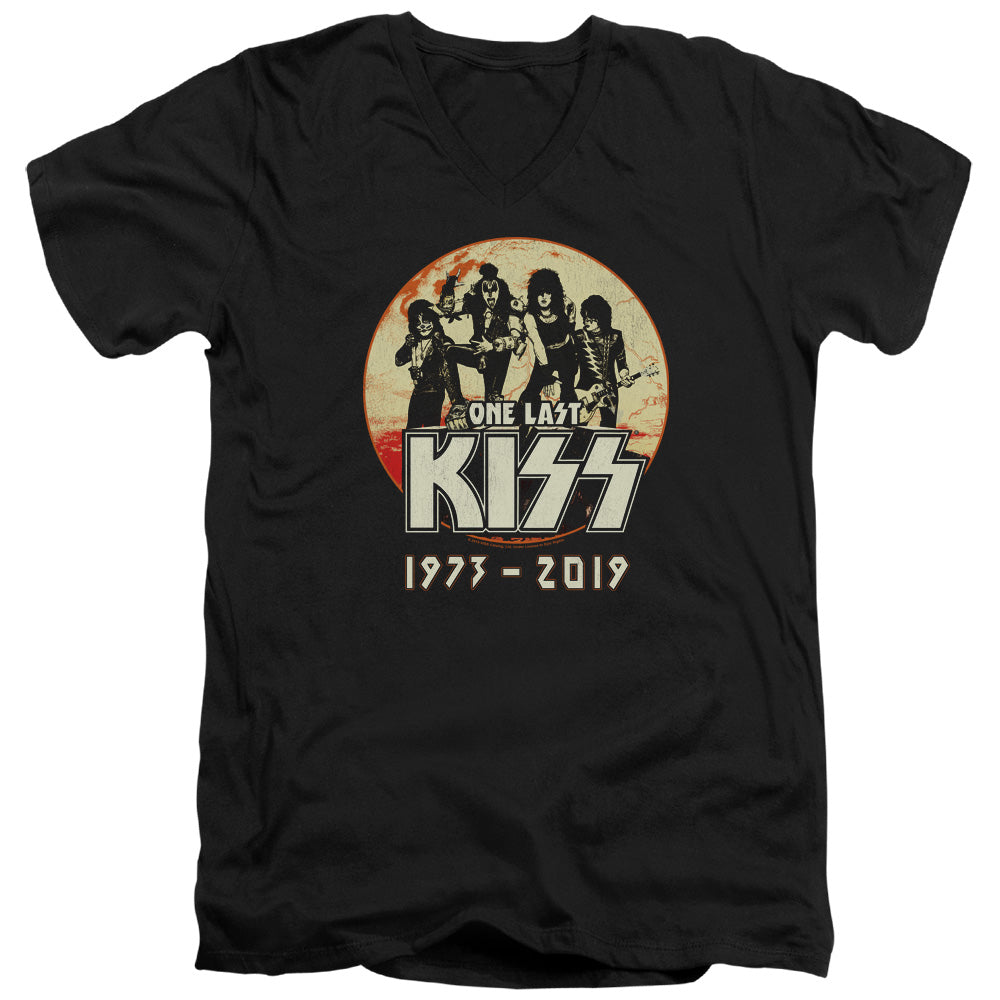 KISS 1973-2019 Mens Slim Fit V-Neck T Shirt Black