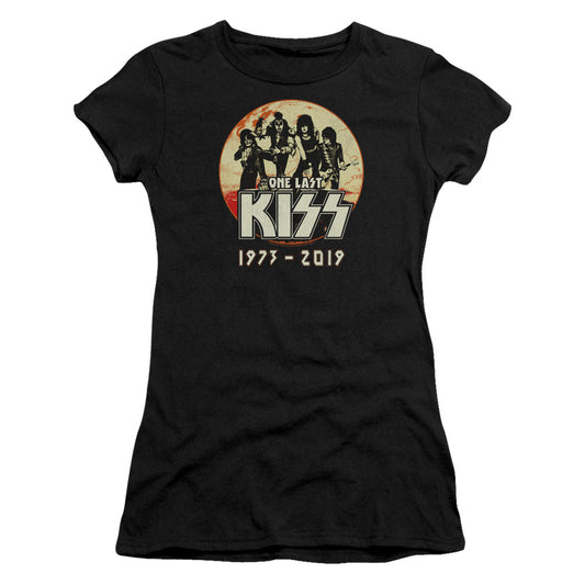 KISS 1973-2019 Junior Sheer Cap Sleeve Womens T Shirt Black