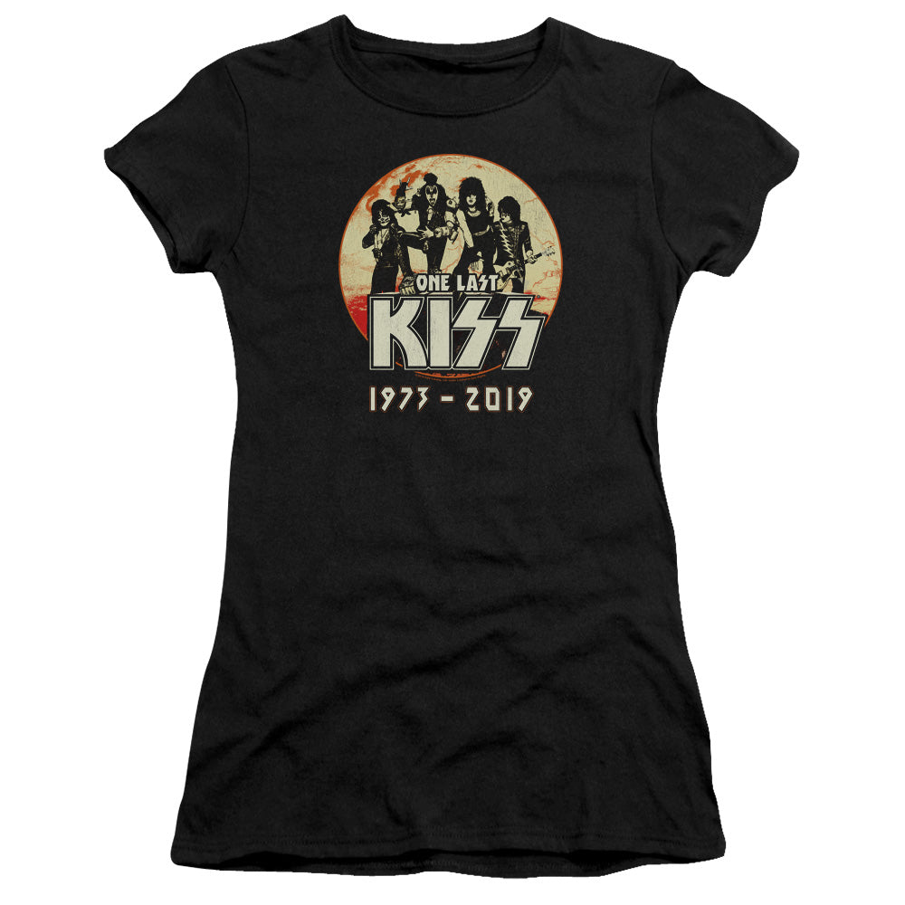 KISS 1973-2019 Junior Sheer Cap Sleeve Premium Bella Canvas Womens T Shirt Black