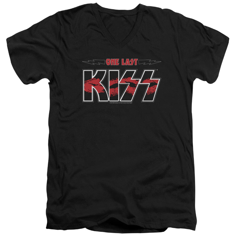 KISS One Last Kiss Mens Slim Fit V-Neck T Shirt Black