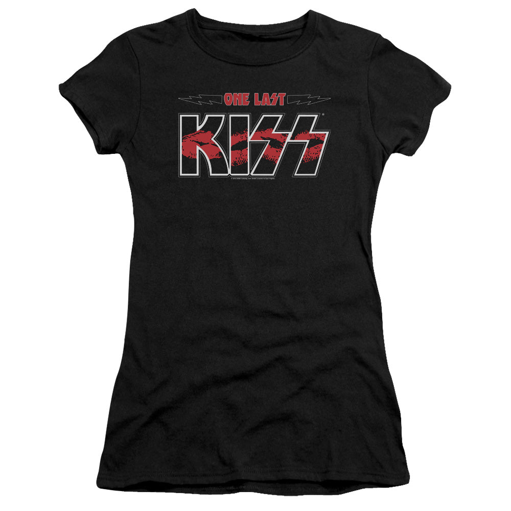 KISS One Last Kiss Junior Sheer Cap Sleeve Premium Bella Canvas Womens T Shirt Black