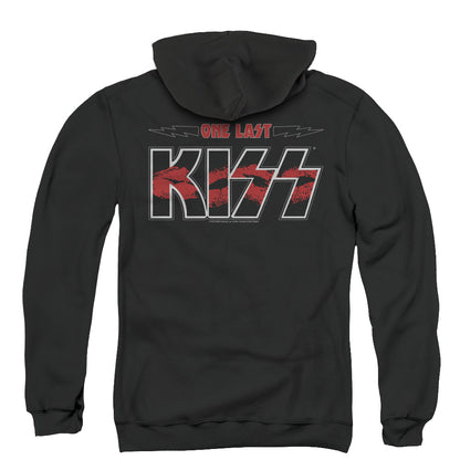 KISS One Last Kiss Back Print Zipper Mens Hoodie Black