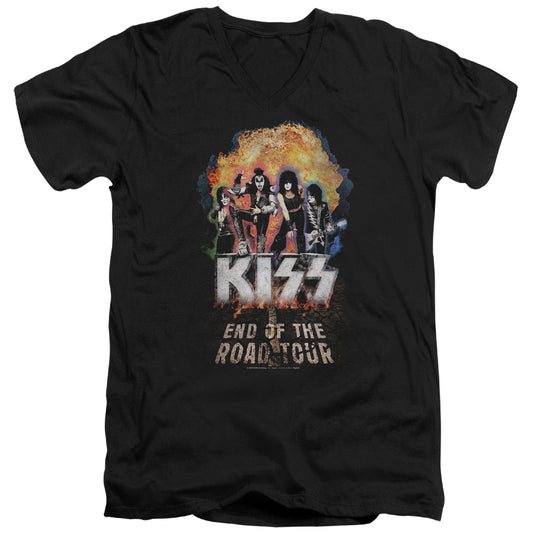 KISS Boom Mens Slim Fit V-Neck T Shirt Black