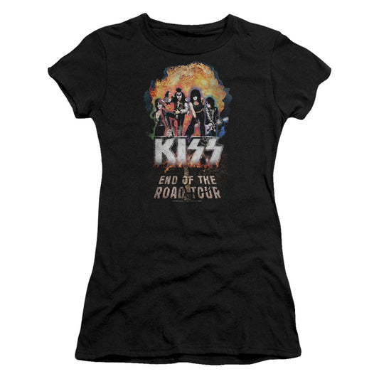 KISS Boom Junior Sheer Cap Sleeve Womens T Shirt Black