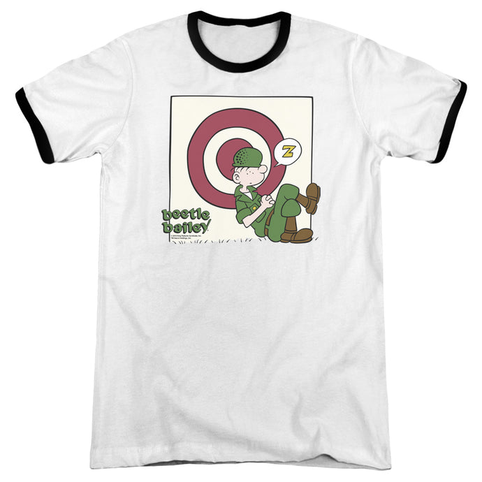 Beetle Bailey Target Nap Heather Ringer Mens T Shirt White Black