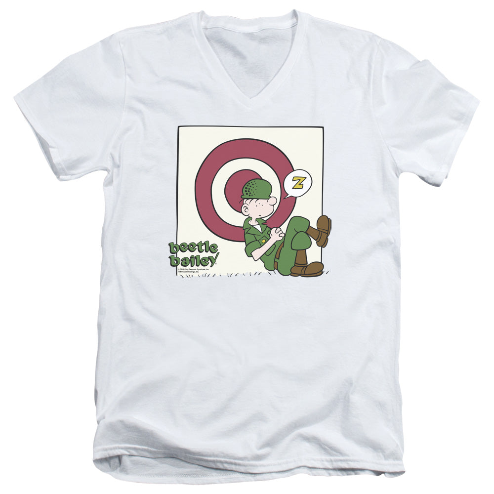 Beetle Bailey Target Nap Mens Slim Fit V-Neck T Shirt White