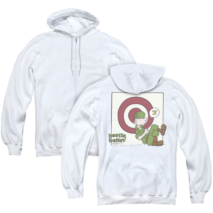 Beetle Bailey Target Nap Back Print Zipper Mens Hoodie White