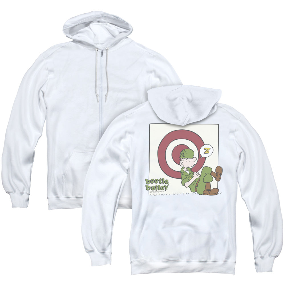 Beetle Bailey Target Nap Back Print Zipper Mens Hoodie White