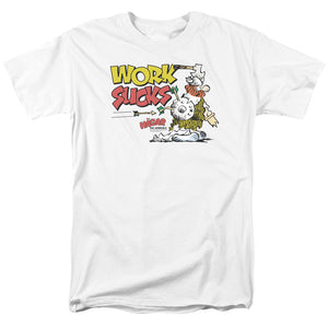 Hagar the Horrible Work Sucks Mens T Shirt White