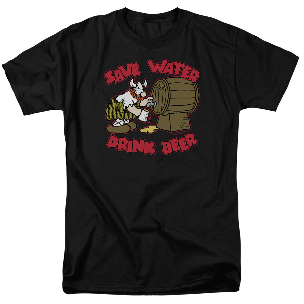 Hagar the Horrible Save Water Drink Beer Mens T Shirt Black