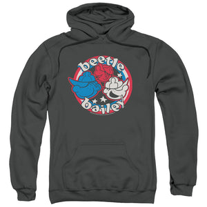 Beetle Bailey Red White and Bailey Mens Hoodie Charcoal