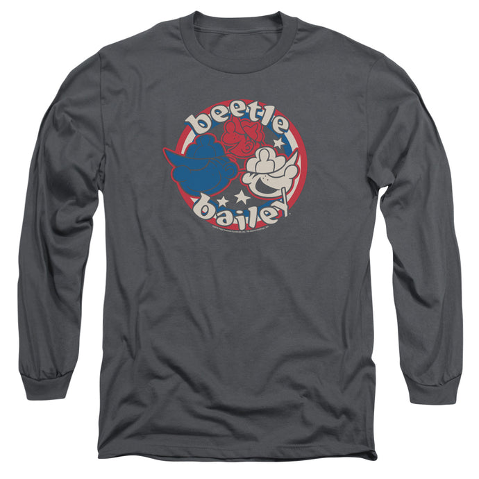 Beetle Bailey Red White and Bailey Mens Long Sleeve Shirt Charcoal