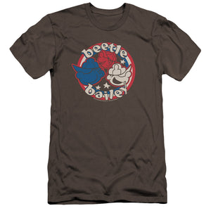 Beetle Bailey Red White and Bailey Premium Bella Canvas Slim Fit Mens T Shirt Charcoal