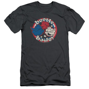 Beetle Bailey Red White and Bailey Slim Fit Mens T Shirt Charcoal