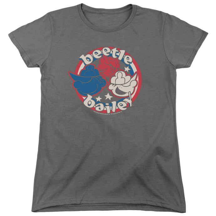 Beetle Bailey Red White and Bailey Womens T Shirt Charcoal