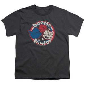 Beetle Bailey Red White and Bailey Kids Youth T Shirt Charcoal