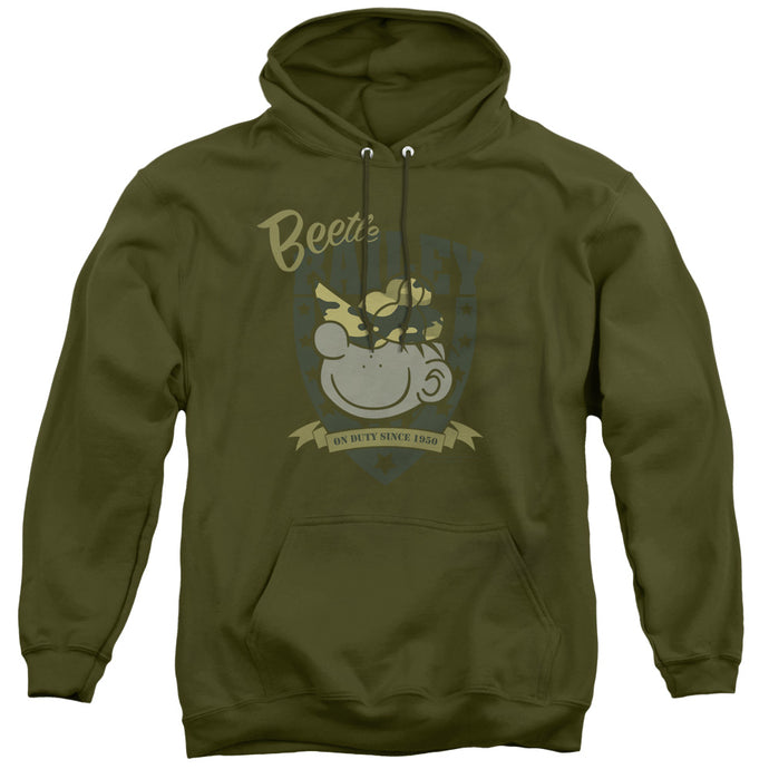 Beetle Bailey on Duty Mens Hoodie Military Green