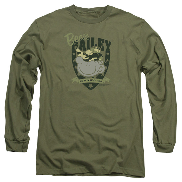 Beetle Bailey on Duty Mens Long Sleeve Shirt Military Green