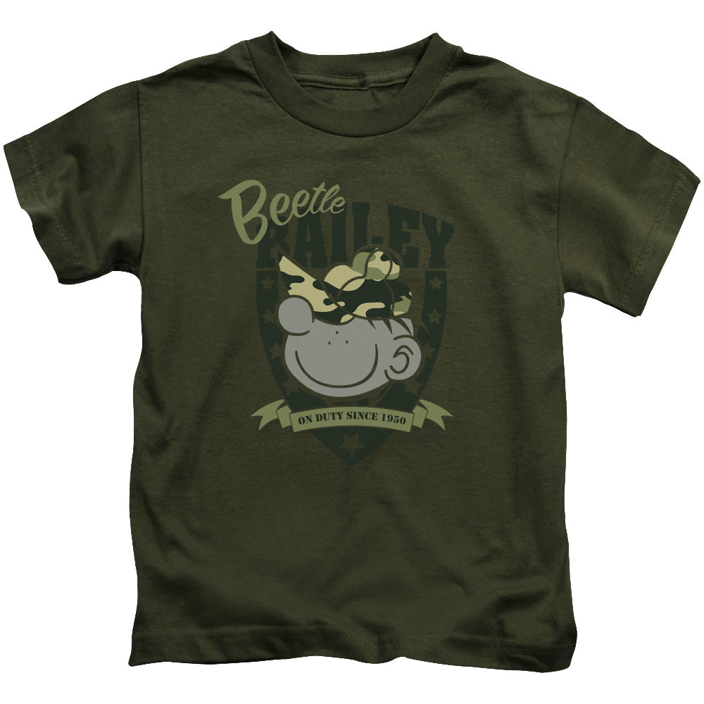 Beetle Bailey on Duty Juvenile Kids Youth T Shirt Military Green